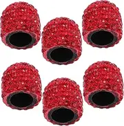 EXAOMBLE 6pcs Car Valve Cap Automotive Cars Valve Rhinestones Bling Valve Stem Caps Protective Valve Stem Caps Rhinestone Valve Stem Caps Polymer Clay Red