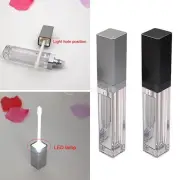 Empty Plastic Clear Lip Gloss Tube Lip Balm Bottle Container w/Mirror and Light