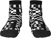 [YANYU] Black White Formula Checkered Pattern Print Workout Everyday Socks For Men And Women All Seasons Comfortable