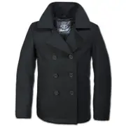 Brandit Pea Coat Jacket, black, Size XL for Men