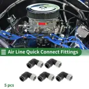Push to Fittings 1/2" 90 Degree Female Thread Connector 3/8"BSPT 5 Pcs Black