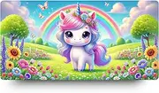 DESKMATEC Kids Mouse Pad, Rainbow Charm Unicorn Large Desk Mat (60x30cm)