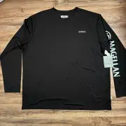 Magellan Fish Gear Casting Crew 2XL Shirt Black Classic Fit Flag Long Sleeve NWT