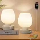 Touch Bedside Table Lamp Set of 2 - Modern Nightstand with USB-C&A Charging, ...