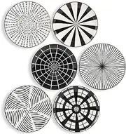 AHX Black Plate Set 8 Inch - Salad Plates | Dessert Appetizer Plates - Porcelain Lunch Plates - Set of 6 - Dishwasher and Microwave Safe