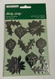 NEW TPC Studio Holly Jolly self adhesive metal accents Christmas scrapbooking