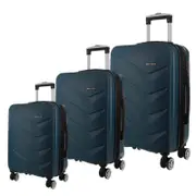 3pc Pierre Cardin Hard-Shell Suitcase Cabin Travel Luggage Set Teal