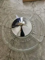 Vtg Glass Divided Chip & Dip Serving Dish