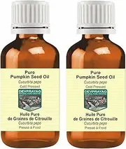 Devprayag Pure Pumpkin Seed Oil (Cucurbita pepo) Natural Therapeutic Grade Cold Pressed (Pack of two) 100ml X 2 (6.76 oz)