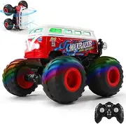 DYODYORC Remote Control Car, 2.4Ghz RC Monster Truck Toys, All Terrain RC Truck with Music, 3 Lighting Effects, 360 Stunt Capable, All Included Ready to Run, Toy Gifts for Boys and Girl (Red)