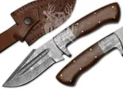 handmade damascus steel skinner hunting knife fix blade Rosewood handle 10 inch