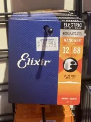 Elixir 12302 NanoWeb Coated Nickel Plated Baritone Electric Guitar Strings 12-68