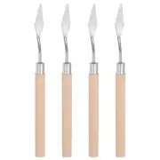 4pcs 10mm No.7 Oil Painting Palette Knives Stainless Steel Spatula Wood Handle