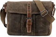 [TRICIA] Mens Messenger Bag Waterproof Vintage Canvas Briefcase Large Satchel Shoulder Bag, Coffee
