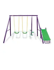 [Kahuna] Swing Set 4-Seater With Tandem Swing And Slide Purple/Green