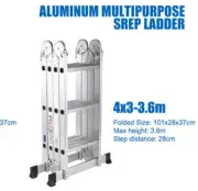 3.6m Tall Aluminium Folding Ladder Step Extension Multi Purpose Platform