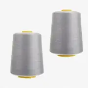 StitchMaster Duo: 8000 Yards Light Grey Polyester Serger & Embroidery Thread for