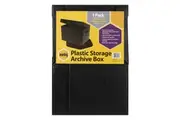Marbig Plastic 40cm Corflute Storage Box w Lid Stationery File Holder Black