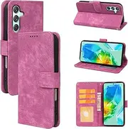 for Samsung Galaxy A16 Flip Case，PU Leather Wallet Book Kickstand Magnetic Shockproof Protect Phone Cover for Samsung A16 5G / 4G (Rose Red)