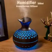300ml wooden vase colorful light Cool Mist Air Humidifier Aromatherapy essential