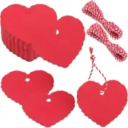 Valentines Gift Tags,100Pcs Heart Shaped Gift Tags with String,Red Heart Hanging