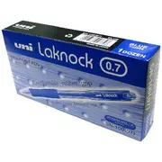 Uni Laknock Fine Retractable Ballpoint Pens Blue 12 Pack