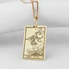 14K Gold The Fool Tarot Necklace, Fortune Teller Pendant, Major Arcana Jewelry