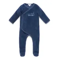 在飛比找momo購物網優惠-【Purebaby】有機棉 嬰兒連身衣 藍色(新生兒 包腳 