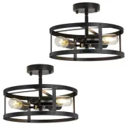 SKEJAO Black Semi Flush Mount Ceiling 3-Light Hallway Light Fixtures Ceiling ...