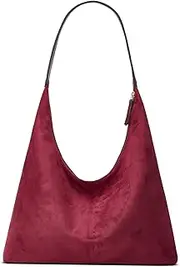 [Jusavie] Trendy Suede Crescent Shoulder Bag Women Tote Bag Satchels Crossbody Purse Top-handle Travel College Work Tote Handbag