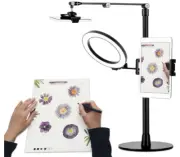 Phone Tablet Desk Live Stand, 3-in-1 Content Creator Kit Selfie Streaming Vid...