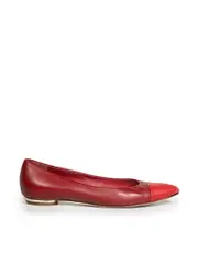 Red Leather Cap Toe Ballet Flats