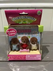 Calico Critters of Cloverleaf Corners - Chocolate Labrador Triplets Retired Rare