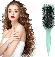 Curls Hair Brush for Detangling, Curls Boar Bristle Defining and Styling Curly Hair (Green)