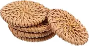 [SMASOLO] Rattan Round Cake Accessories Woven Charms Earrings Woven Cane Charms Beachy Disc Necklace Pendent for Chunky Rattan Circle Wicker Small Make Women Brown