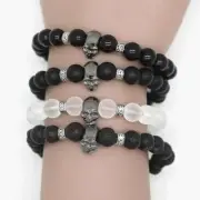 Black Lava Stone Skull Bracelet