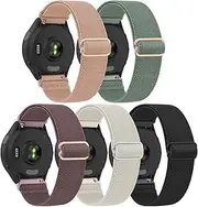 T Tersely 20mm Elastic Solo Loop Bands for Garmin Vivoactive 6/5/3, 5Pack Soft Stretch Adjustable Nylon Sport Band for Garmin Venu,Venu SQ/SQ2/2 Plus,Vivomove Luxe/Style/Trend, Forerunner 55/158/645