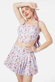 Kitsch Kitty Print Corset Top