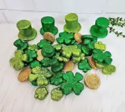 St Patricks Day Shamrocks Hats Coins Table Scatter Bowl Filler Green Gold 48 Pc