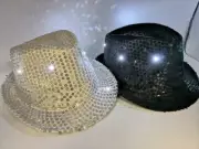1 New Light Up Fedora Hat LED Sequin Costume Party Accessory NEW YEAR EVE US