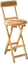 SHANGDAOYU Rattan Folding Chair, Bamboo Frame and Rattan Woven Seat and Back, Suitable for Parties, Restaurants, Events, Offices, Commercial Camping (Log Colour Medium 24 inches)