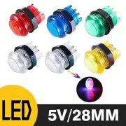 28mm Arcade LED Push Buttons illuminated Microswtich JAMMA MAME Raspberry 5V New