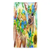 Forest Fawn Deer and Fox Squirrel Friends Beach Towels Medium Large Extra Large