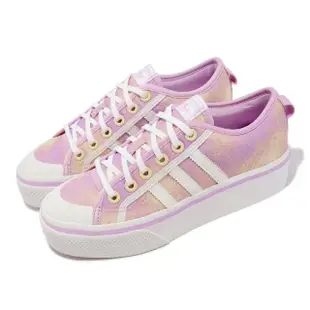 【adidas 愛迪達】休閒鞋 Nizza Platform W 女鞋 白 粉紫 厚底 增高 愛迪達 運動鞋(GY9476)