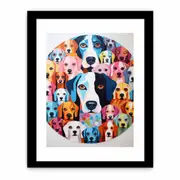 Modern Art Dog Circle Framed print Art Poster