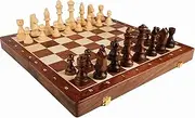 Walnut Chess Set 15'' x 15'' with Felted Game Board Interior for Storage Chess Game for Child & Adult