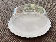 Alessi Dressed Round Serving Tray in White + Dome | Cake Set