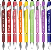 Eersida 10 Pcs Funny Pens Insulting Snarky Office Pens Sarcastic Negative Quotes Ballpoint Macaron Touch Stylus for Adult Office Supplies Accessories Gifts for Coworker, Black Ink