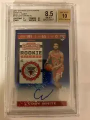 2019-20 Panini Contenders Coby White RC Blue Shimmer 15/20 BGS 8.5 Auto 10