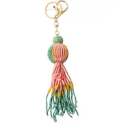 LVD Hanging Keyring Bag Hanger w/ Beads/Tassel Design Accessory 11cm Sage